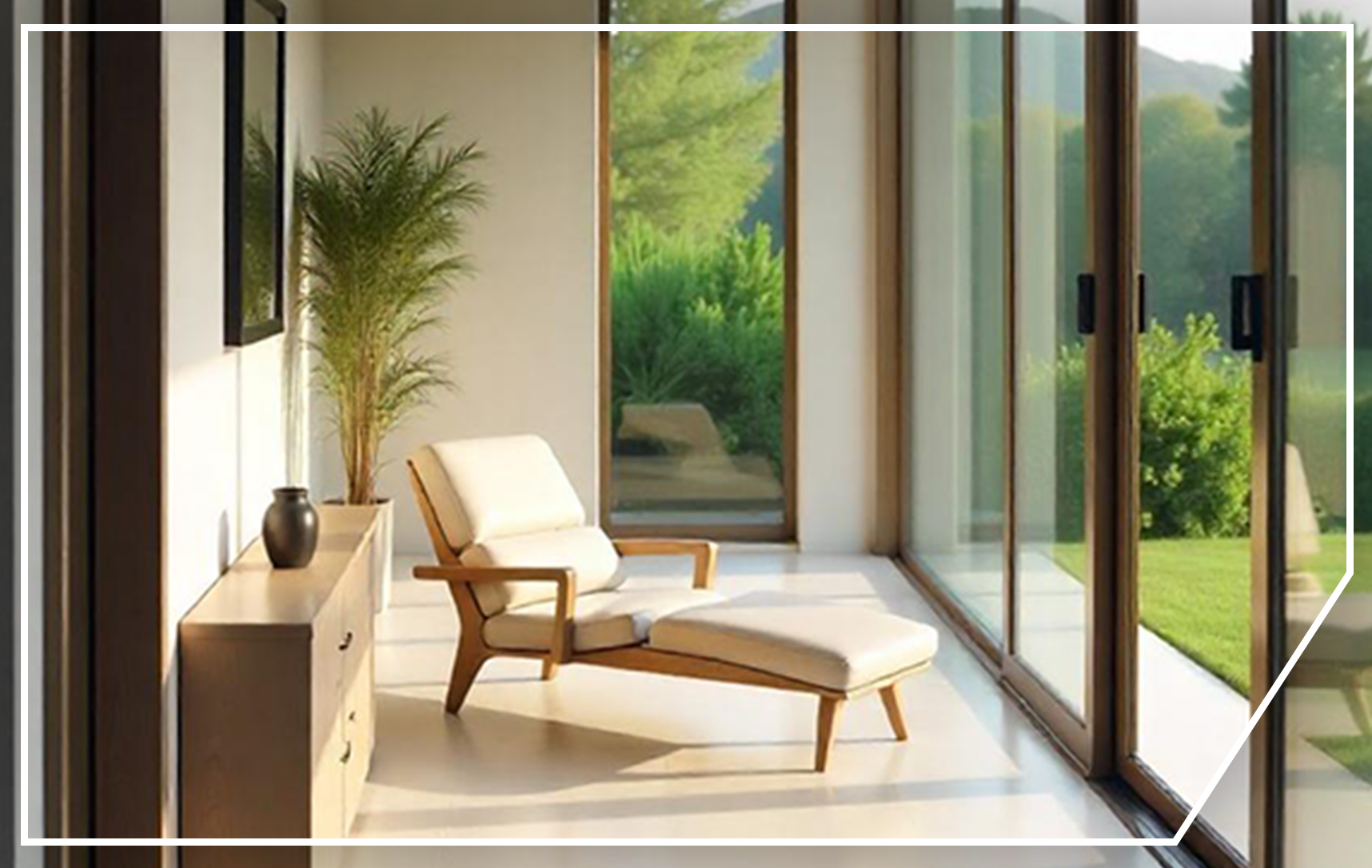 Glass walls offering outdoor views 